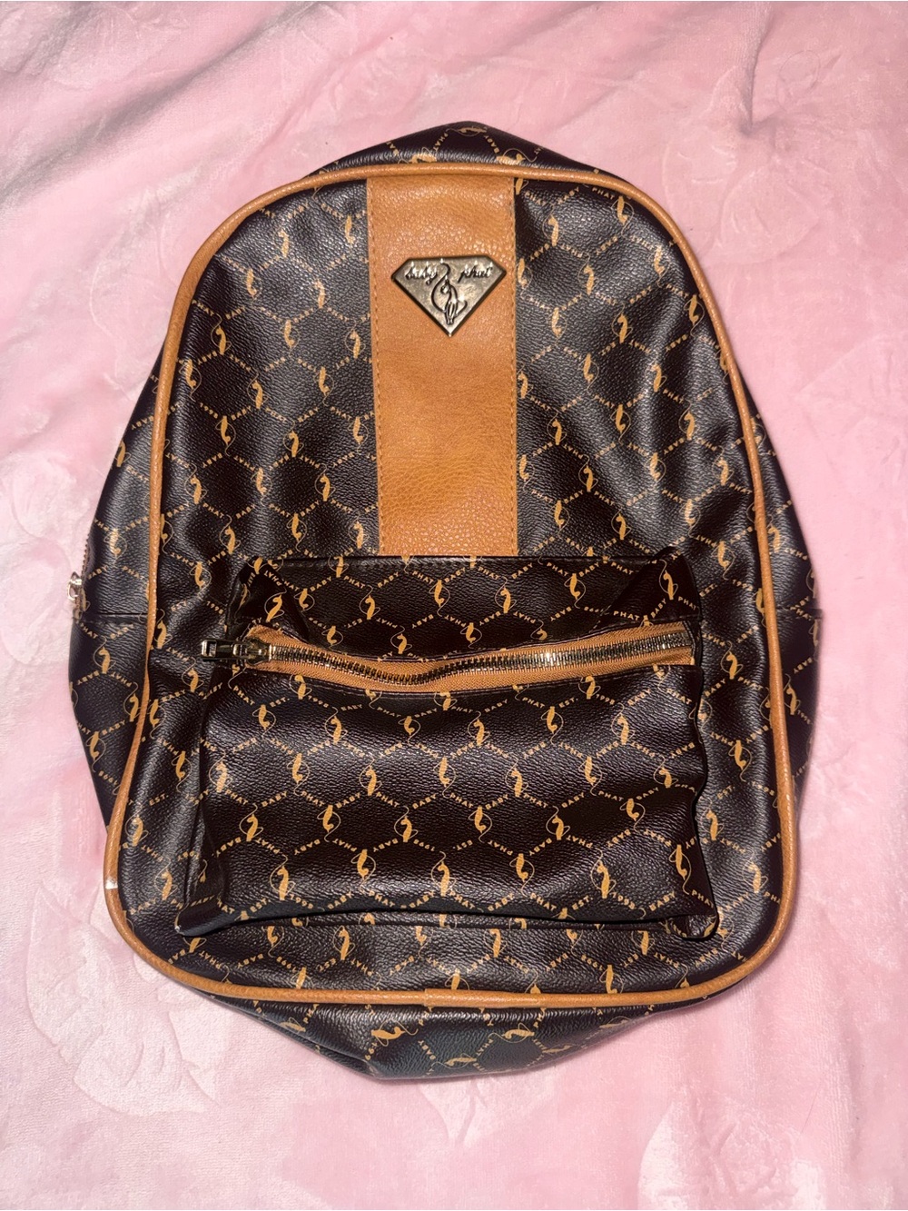 Vintage Y2k Baby Phat Brown and tan monogram print mini backpack
